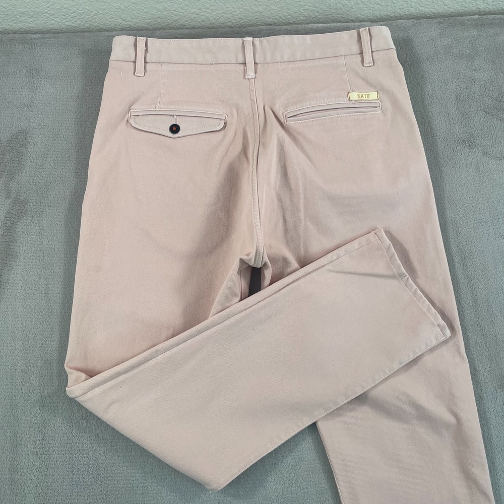 Hiroshi Kato‎ The Axe Slim Denit Chino Men 33x29 Pink Garment-dyed 4-Way stretch